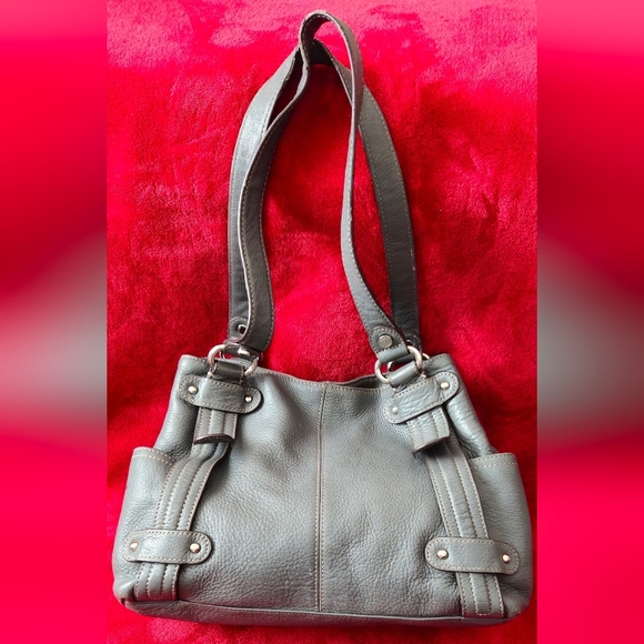 Tignanello Gray Leather Shoulder Bag - Picture 2 of 11